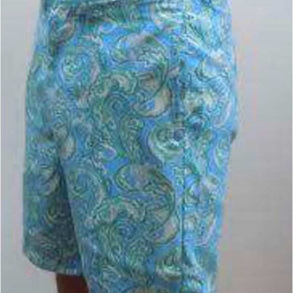 Tighman Active Fit Short in Blue with Green Paisley by Liquid Flow W32 - Picture 5 of 6